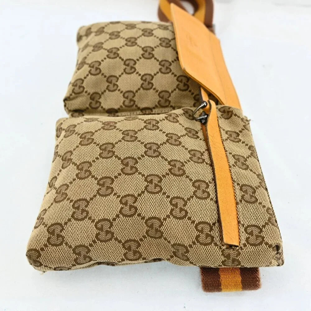 AUTHENTIC GUCCI GG Canvas Waist bag Beige Yellow bsj580-110825 - Picture 4 of 16